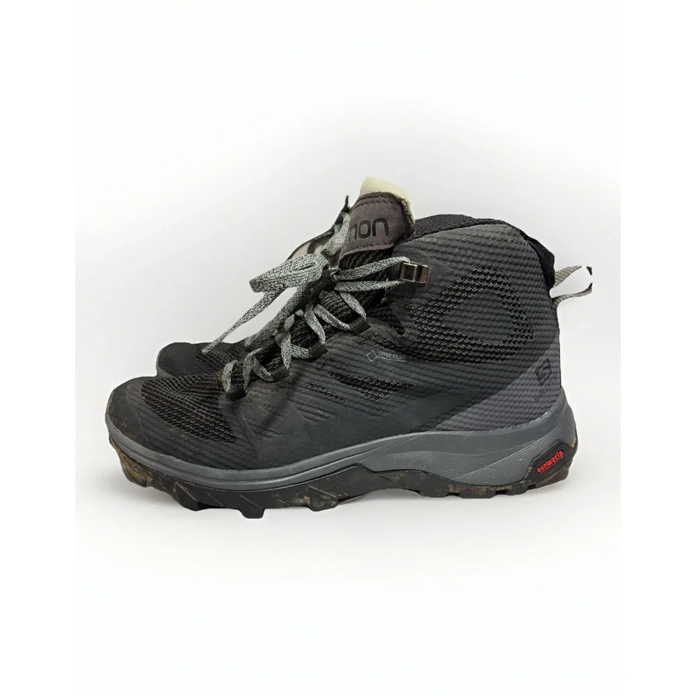 Salomon Outline High Top Hiking Boot Shoes Contagrip 404844 Gray Women 7 Goretex